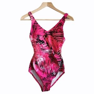 Speedo Black and Pink One Piece Swimsuit